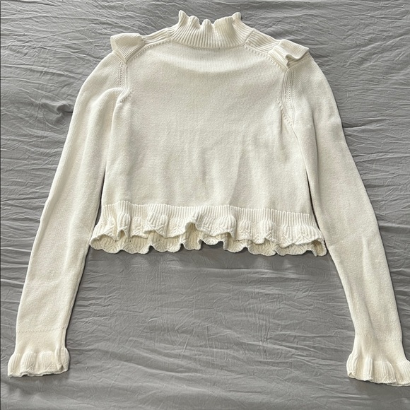 French Connection Mozart Ruffle Cropped Sweater - Picture 2 of 5
